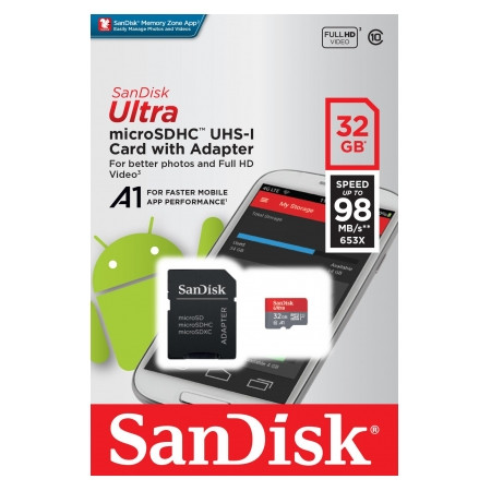 Micro SD kartica + adapter SD SanDisk Ultra 32GB C10