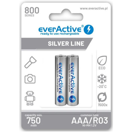 Baterije EverActive AAA/HR03 800 mAh Silver Line - Zanesljive in dolgotrajne